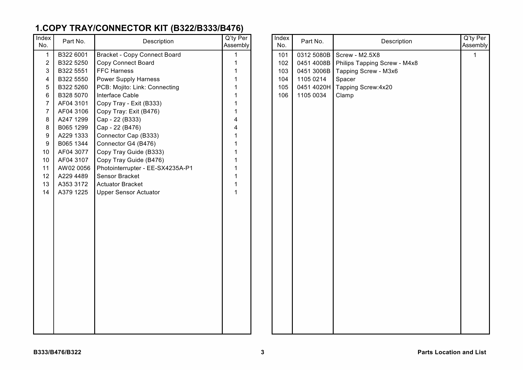 RICOH Options B333 COPY-TRAY-TYPE-700-1075 Parts Catalog PDF download-5